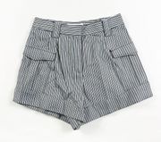 NEW Derek Lam Ryder Vertical Stripe Textured High Rise Mini Cargo Pocket Shorts 