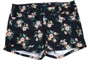 Torrid Sateen Black Pink Floral Stretch Rolled Cuff Shorts Plus Size 16