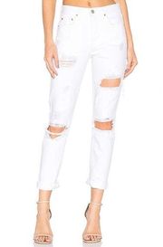 NWT GRLFRND Karolina High-Rise Distressed Skinny Jeans in White