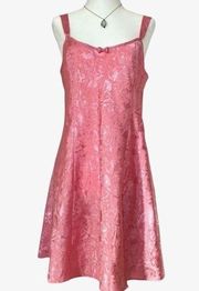 Vintage 90s whimsical fairycore pink floral rose coquette lingerie slip dress
