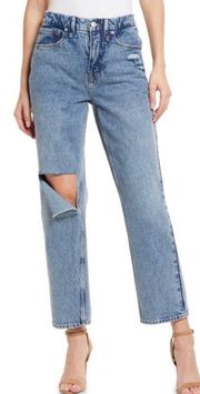 90s Duster high rise straight leg jeans ripped in blue950 8/30