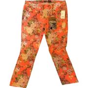 Vanilla Star Skinny Stretch Peach Floral Rose Jeans Size 11 Juniors NWT cropped