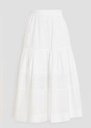 10 CROSBY Danna tiered broderie anglaise cotton-poplin midi skirt