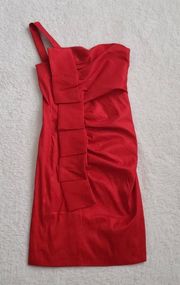 Red Gathered Party Dress