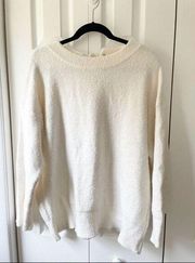 ZARA Oversized Cream Cozy Tie Detail Sweater