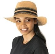 INC Striped Packable Panama Hat, Tan , One Size New w/Tag Retail $44.50