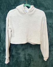 White Soft Fuzzy Cropped Hoodie
