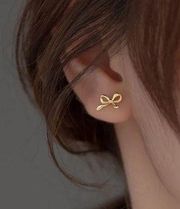 Gold Bow Dainty Earrings