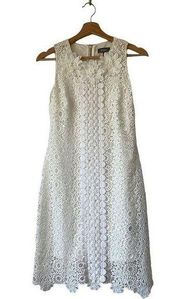 Neiman Marcus White Floral Lace Dress