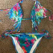 Los Angeles Bright Colorful Fringe Bikini