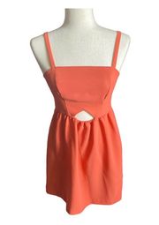 BCB GENERATION-SUMMER DRESS WITH CUTOUT-SIZE 2 Beautiful orange rust color dress, elastic waist, front cutout, back zipper, 100% polyester, excellent condition  Measurements: Bust: armpit to armpit 16 inches  Waist: side to side 14 inches  Length: shoulder seam to bottom 32 inches 