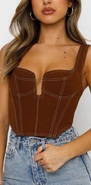 White fox boutique she’s the one bustier brown corset top