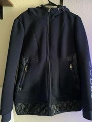 Guess Dark Blue Winter Jacket With Hoodie Size M