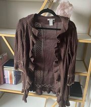 Alberto Makali Brown and Gold Cardigan