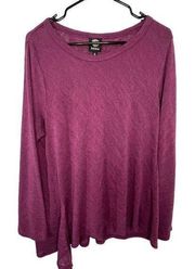 Bobeau Purple Lightweight Flowy Long Sleeve Sweater With Angled Bottom