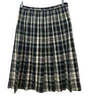 Pendleton Vintage Pleated Wool Skirt Black And White Swirl Pattern Size 16