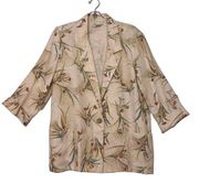 Vtg Alice Stuart Floral One Button Blazer women's sz medium beige grandmacore