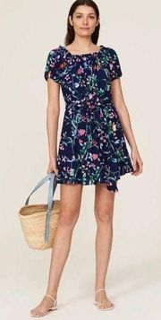 Slate & Willow Floral Tie Waist Mini Dress, Navy Blue Floral Size L Retail $150