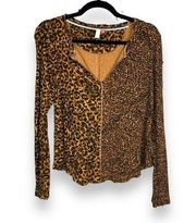 Pilcro Anthropologie Waffle Weave Animal Print Top M