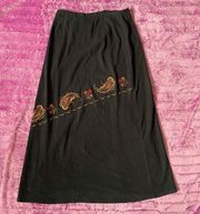 Vintage Talbots Faux Suede Floral Embroidered Maxi Skirt