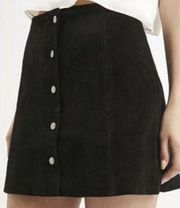 NWOT Topshop Black Real Suede Button Skirt 8