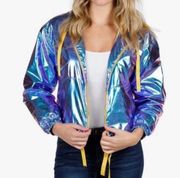 Ashley by 26 International Mermaid Iridescent Zip Up Windbreaker with hood L