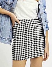 Free People  Black and White Gingham Mini Skirt