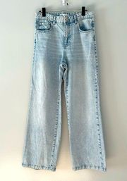 Zara High Rise Wide Leg Lightwash Size 6 Jeans 100% Cotton