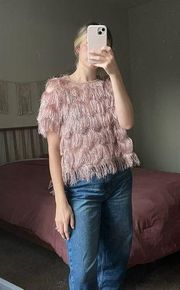 NWT Mauve fringe top