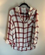 Ava &Viv red and white flannel top