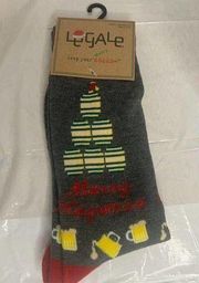 Legale Christmas Keg Beer Merry Kegsmas Gray‎ Mens Socks: NEW With Tags! Fun!