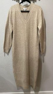 Long Sleeve Sweater Dress Size US 8-10 Beige