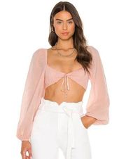 Majorelle Scottie Cropped Balloon Sleeve Top