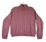 Lord & Taylor Women’s Medium Pink Turtle Neck Sweater Vintage Shoulder Pads