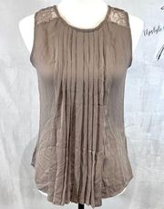 Mocha pleated lace detail top size XS