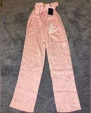 $395 NWT NBD Blush Pink 100% Polyester Trousers With Belted Waist ( XS )