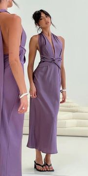 Princess Polly brand new  satin maxi dress purple open back