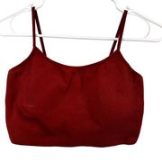 Forever 21  Ribbed Knit Cropped Top Scoop Neck Thin Straps Chic Red Large