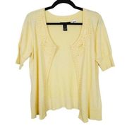 Willi Smith Womens Soft Yellow Short Sleeve Open Front Cardigan Medium