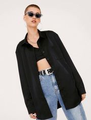 Oversized Satin Shirt And Bralette Set