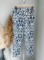 Gretchen Scott Abstract Print Skinny Leg Pants Blue White Size XS