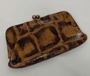 HOBO International Brown Animal Print Leather Clutch Purse