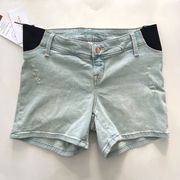 3/$15 - NWT ISABEL Maternity Midi Denim Shorts Light Blue Womens 2