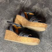 NEW $365 COCLICO‎ Midwood Wedge Sandals ( 38 1/2 ) - Navy Blue