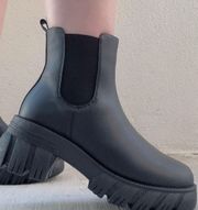 Black Chunky Chelsea Platform Lugged Sole Boots