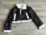 Love tree faux leather cropped jacket