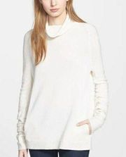 Theory Ivory Norman B Royal Cowl Neck Cashmere Sweater with pockets size small