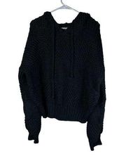 Volcom Chunky Knit hooded black sweater Women’s size XL