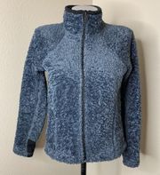 Jacket Women’s Sz Small S Blue Full Zip Fuzzy Fleece Pockets