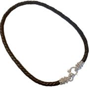Judith Ripka Sterling Silver 925 Leather Magnetic Necklace